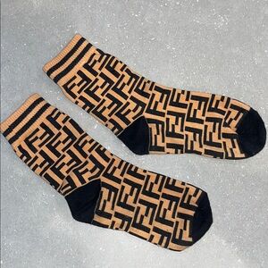Black and Tan Patterned Socks